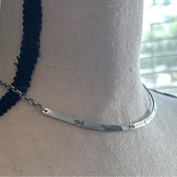 Source Unknown Jewelry - Metal Etched Choker Necklace Silver Tone Oval Link Chain